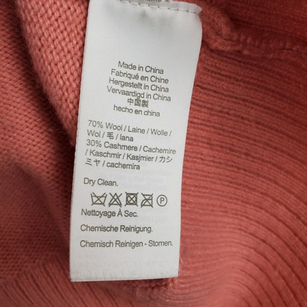 J. Crew Sweater Womens Medium Coral Wool Knit Ribbed Classic Round Neck Pullover